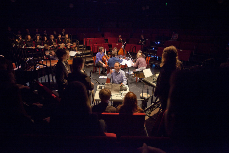 Students perform in a large scale end of term concert (photography by Andy Brown)