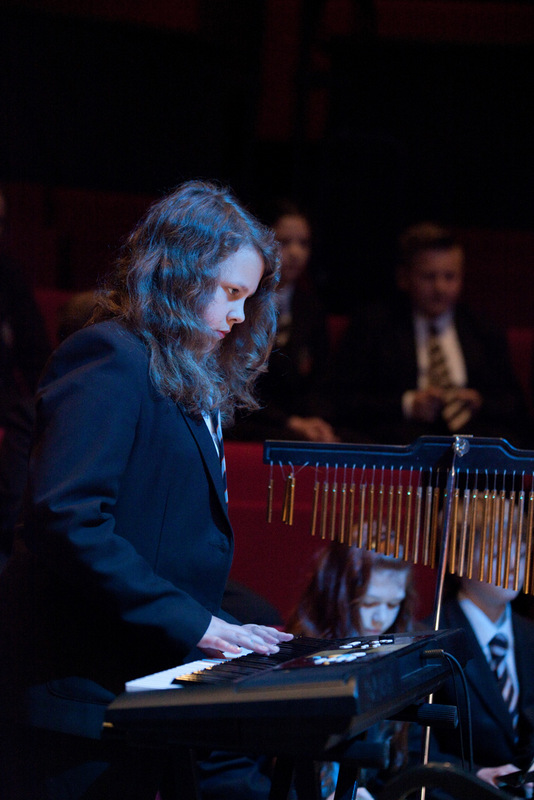 Students perform in a large scale end of term concert (photography by Andy Brown)